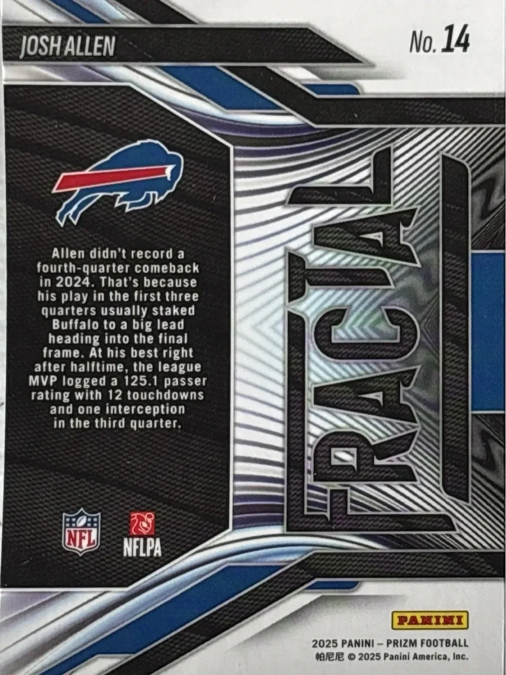 Panini Prizm Josh Allen Fractal Football Card - Prizm